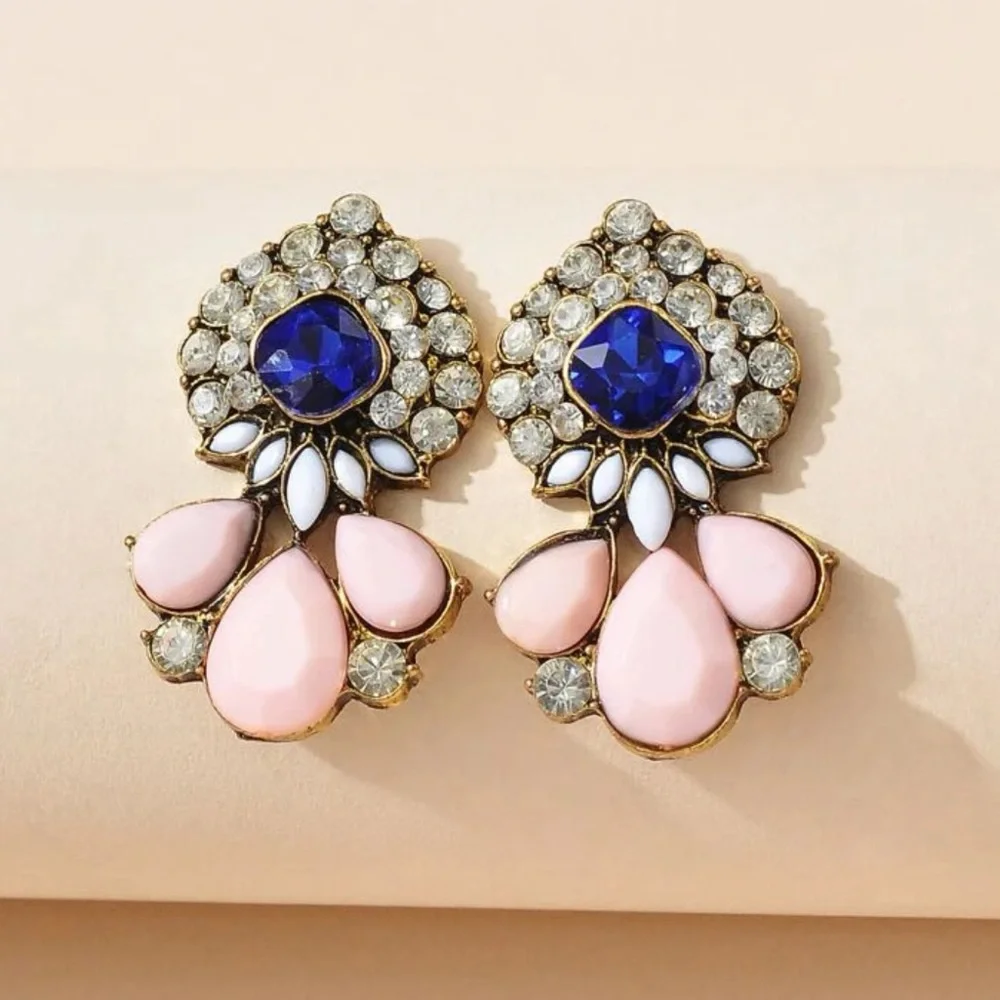 NWT Boutique Luxe Gems Collection Exquisite Gemstone Rhinestone Earrings Bridal